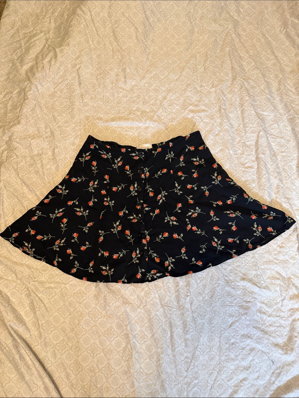 Women’s Black Floral Swing Skirt